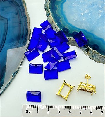 Pedra De Zirconia Azul 10X14Mm - 01 Unid