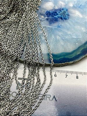 Corrente Aço Inox Cadeado Diamantada Arame 0,60Mm * Antialérgica * Nao Escurece Nunca * 1 Metro