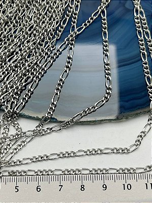 Corrente Grume Lixada Intercalada 3X1 Arame 0,80Mm  Aço Inox Nao Escurece Nunca