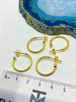 Brinco Argola Com trava Para Pingente Banho Ouro camada 2 Milésimos - Em Latão Medida 20mm - 1 Par