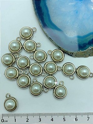 Pingente Com Perola - 01 Unid - Níquel Branco