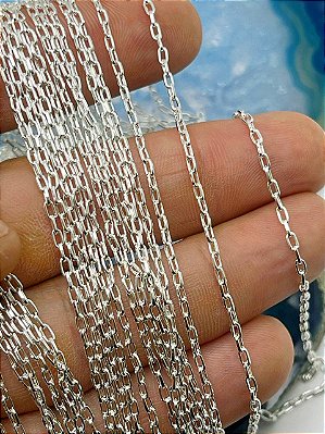 Corrente Cartier laminada arame 0,50Mm - Banho Prata 925 Semijoia Camada 50 Milésimos Com Verniz italianoi - 1 Metro