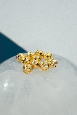 Bolas 8Mm Abs Pitanga- 50 Pçs - Banho De 02 Milésimos De Ouro 18K