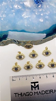 Pingente Olho Grego - 01 Unid - Banho De 02 Milesimos De Ouro 18K