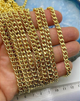 Corrente Grume 1,5Mm Lixada Banho Ouro Camada 2 Milésimos Com Verniz - 1 Metro