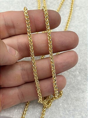 Corrente Espiga Media banho ouro 2 milésimos com verniz italiano - 1 Metro