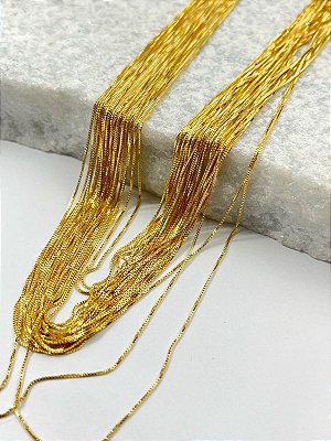 Corrente Veneziana 0,60Mm - 1 Metro - Super Fina Ideal Para Pedras, Perolas e cristal - Banho Ouro Camada 2 Milésimos  Com Verniz Protetivo italiano