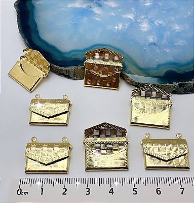 Pingente Envelope Ou Carta Ouro - 01 Unid