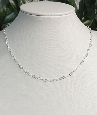Colar Coracao prata - Banho Prata Semijoia 925 camada de 50 milésimos com verniz italiano - 40cm com alongadora extensora - 1 unidade