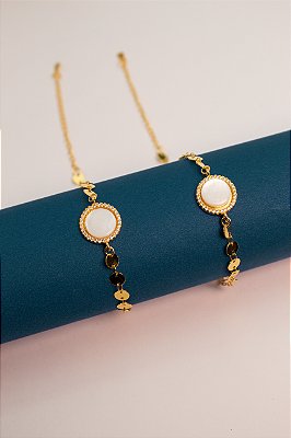 Pulseira redonda Ouro com madreperola - 01 unid