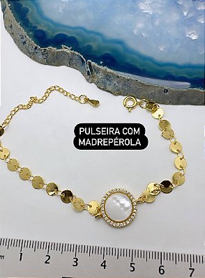 Pulseira redonda Ouro com madreperola - 01 unid