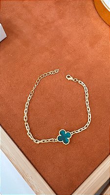 Pulseira trevo verde - 01 unid - Ouro Banho 2 Milesimos de Ouro 18K