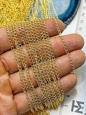 Corrente Alongadora extensora - arame 0,50mm pequena - banho ouro camada 2 milésimos corrente soldada - 1 metro