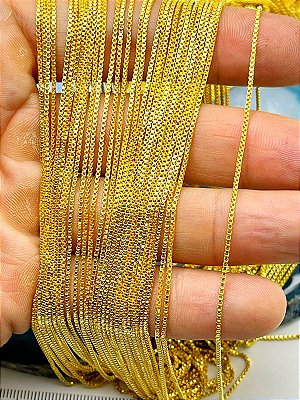 CORRENTE VENEZIANA BANHO OURO CAMADA 2 MILÉSIMOS - ARAME 0,90mm - COM VERNIZ PROTETIVO - 1 METRO
