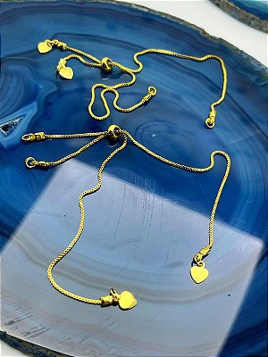 Pulseira Gravatinha Veneziana Bipartida Fecho Banho Ouro 2 Milésimos Camada Com Verniz Italiano - 1 Unidade