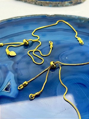 Pulseira Gravatinha Veneziana Bipartida Fecho Banho Ouro 2 Milésimos Camada Com Verniz Italiano - 1 Unidade