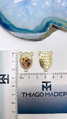 Pingente Religioso 3 saídas dupla face - Santo Antonio - 01Unid - Banho de 02 milesimos de ouro 18k