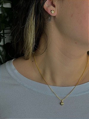 Conjunto coracao com cruz - Banho de 02 milésimos mais verniz protetivo