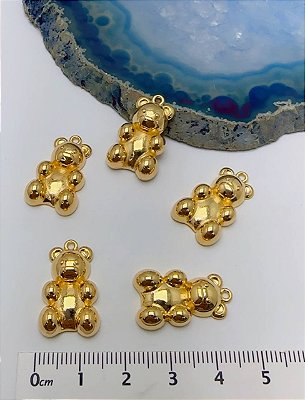 Pingente urso - 01 unid - Banho de 02 milésimos de ouro mais verniz protetivo