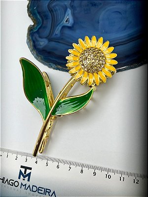 PIRANHA GIRASSOL METAL RESINADA COM STRASS - 1 UNIDADE
