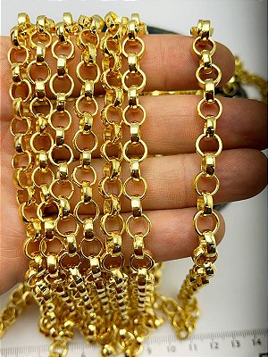 CORRENTE GUARANA ELO PORTUGUES - ARAME 2MM - BANHO OURO 18K CAMADA 2 MILESMOS COM VERNIZ - 1 METRO