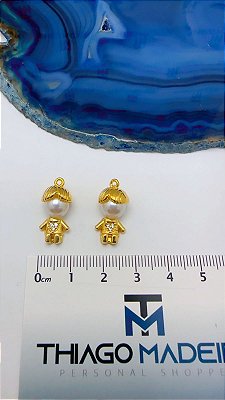 Pingente Menino Com Perola Ouro - 01 unid
