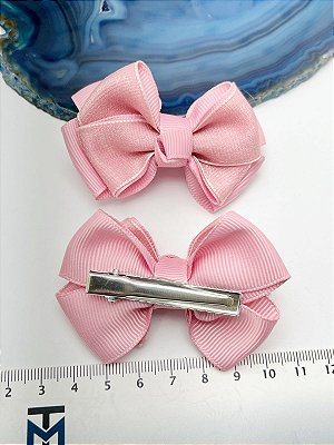 PRESILHA BICO DE PATO LAÇO INFANTIL ROSA CLARO - 2 UNIDADES