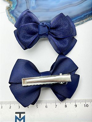PRESILHA BICO DE PATO LAÇO  INFANTIL AZUL ESCURO - 2 UNIDADES