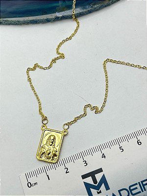 COLAR BIPARTIDA CORRENTE CADEADO DIAMANTADA - MEDIDA 60CM COM DUAS ARGOLINHAS PARA PINGENTE OU ESCAPULARIO - BANHO OURO CAMADA 2 MILÉSIMOS COM VERNIZ ITALIANO