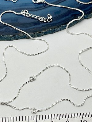 COLAR VENEZIANA BIPARTIDA PRATA - BANHO  PRATA 925 COM 50 MILÉSIMOS E VERNIZ PROTETIVO - MEDIDA 40CM - ARAME 0,80mm - 1 UNIDADE