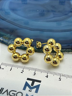 BRINCO BOLAS COM TARRAXA - BANHO OURO CAMADA 2 MILÉSIMOS COM VERNIZ - 1 PAR