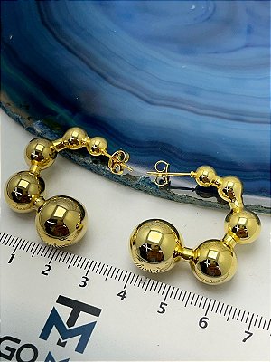 BRINCO ARGOLA BOLAS VARIOS TAMANHOS - BANHO OURO CAMADA 2 MILÉSIMOS COM VERNIZ - 1 PAR