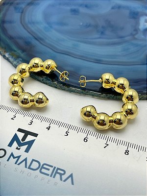 BRINCO ARGOLA BOLAS COM TARRAXA - BANHO OURO 18K COM 2 MILÉSIMOS DE CAMADA - 1 PAR