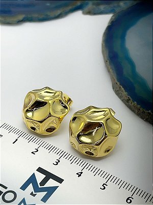BRINCO REDONDO ORGANICO - BANHO OURO 18K CAMADA 2 MILÉSIMOS COM VERNIZ - 1 PAR