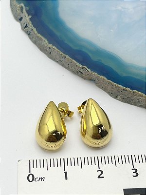 BRINCO GOTA PEQUENO - BANHO OURO 18K CAMADA 2 MILÉSIMOS COM VERNIZ - 1 PAR