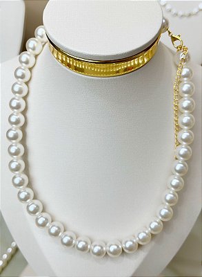 Colar Perola 10mm 45cm com extensora - 1 Unidade