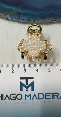 Piranha trevo com mini perolas - metal dourado - 1 und |Tudo para Montagem | Thiago Madeira