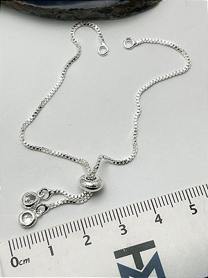 Pulseira gravatinha bipartida prata semijoia com zirconia - com fecho silicone - banho prata 925 camada 50 milésimos - 1 unidade
