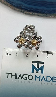 Mini piranha de flor metal niquel e dourado - 1 und | Tudo para montagem |Thiago Madeira