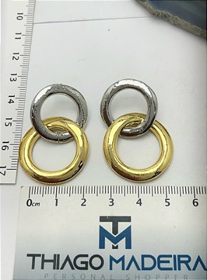Brinco Argola duplo ouro e níquel - 1 par