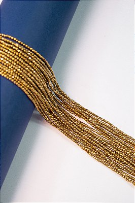 Fio Hematita Dourada Bolinha 2mm Facetada - O Fio