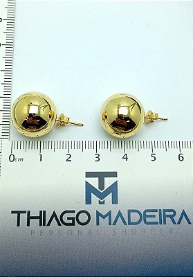 Brinco Bola grande - medida 16mm - banho Ouro com 2 milésimos de camada e verniz protetivo - 1 par