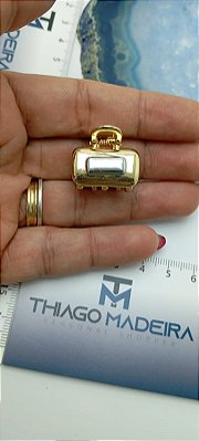 Mini piranha retangular metal dourado e niquel  - 1 unidade - Tudo para Montagem - Thiago Madeira