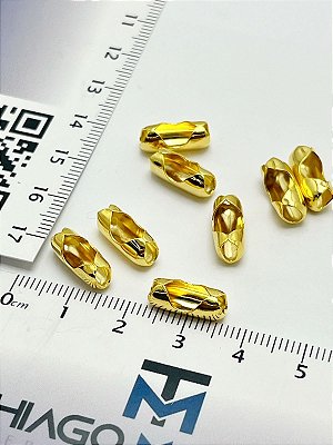 Terminal canoinha corrente de bolinha 4,5mm - Kit com 8 unidades - banho ouro com 2 milesimos de camada - pacote com 8 unidades