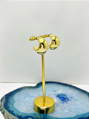 Brinco Argola meia Lua - 1 par - banho ouro 18k com 2 milesimos de camada