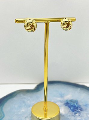 Brinco redondo entrelaçado - 1 par - medida 10mm - banho ouro 18k com 2 milesimos de camada