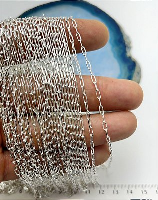 Corrente Cartier Diamantada 0,80Mm - Banho semijoia Prata 925 com 50 milésimos de camada e Verniz Protetivo - 1 metro