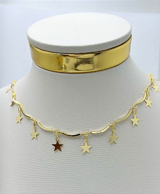 Corrente Estrela - banho ouro com 2 milésimos de camada  e verniz - 1 metro