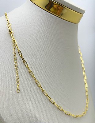 Colar Cartier diamantada com extensora - medida 45cm - Banho ouro 18k com 2 milésimos de camada - 1 unidade