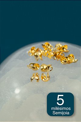 Tips Bolinha Lateral 8x4mm Ouro 5 milésimos - 30 Pçs